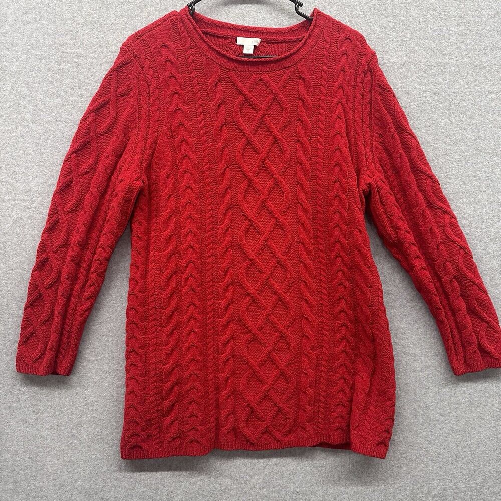 J. Jill Chenille Sweater Womens Size Medium Soft Cable Knit Pullover Christmas